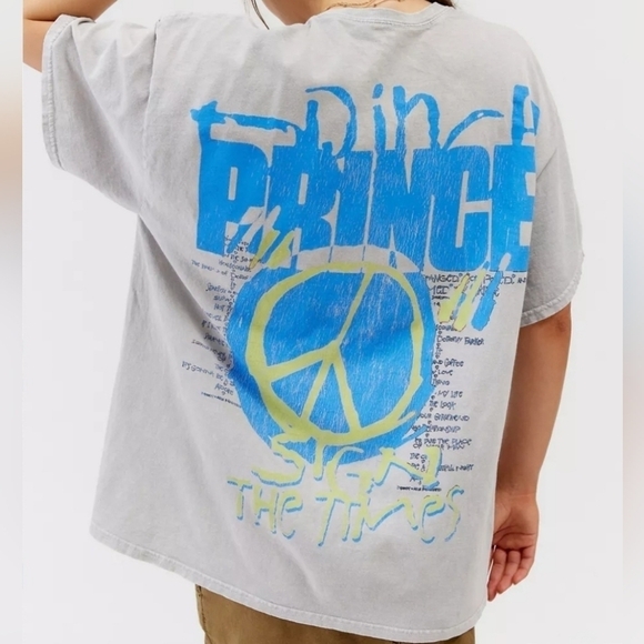 UO Prince Sign O' The Times 1987 Album Baggy Tee in Distressed Gray Sz L/XL NWT - Picture 4 of 9
